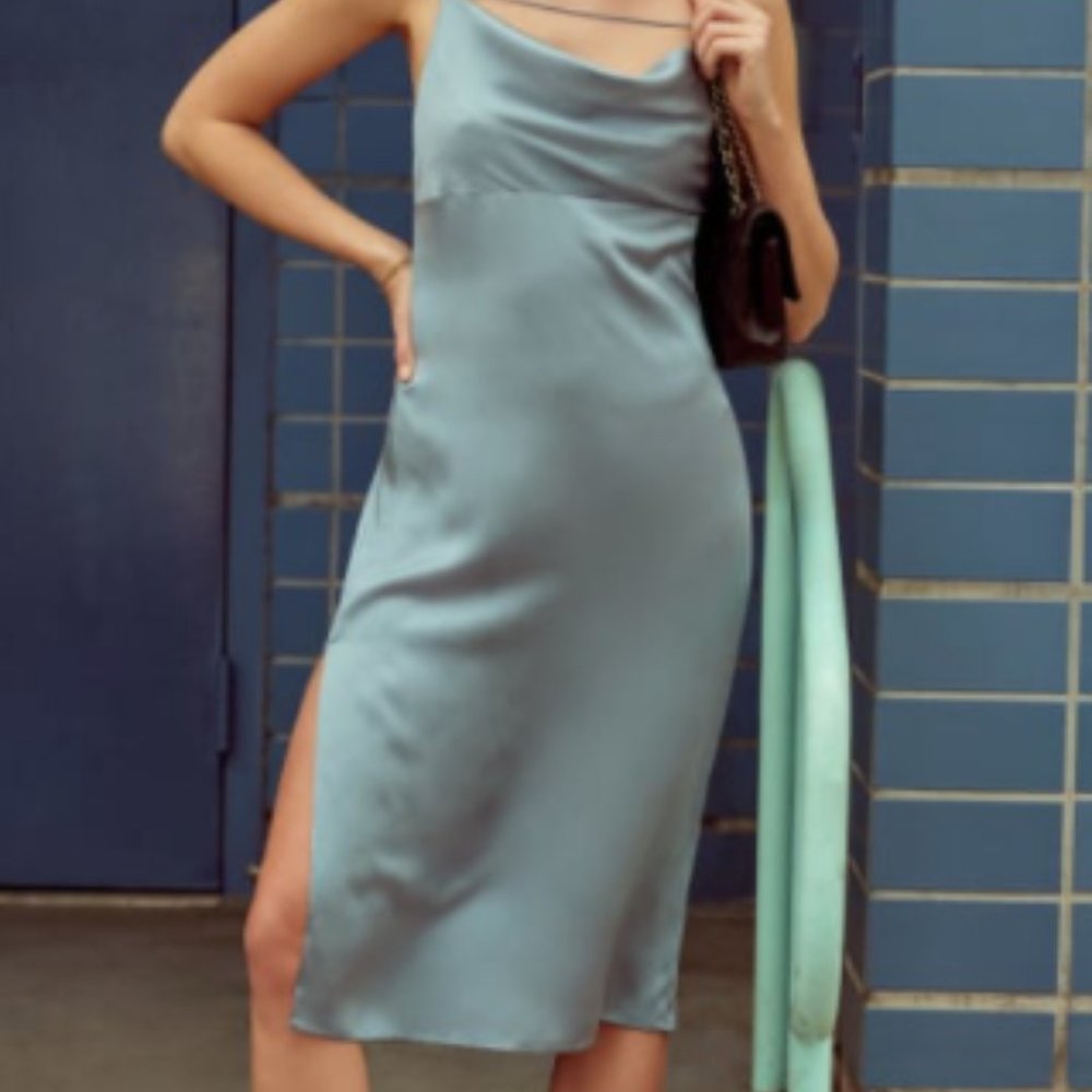 NWT Reformation Meta Dress, Dusty Blue Size 0
